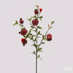 Ramo Decorativo Natalizio Melograno con Foglie Burgundy H76