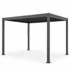 Pergola Bioclimatica, Gazebo 3x3,8 Metri con Lamelle Orientabili, Acciaio e Alluminio, Antracite