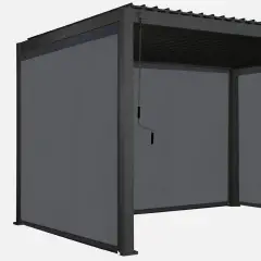 Tenda Oscurante Laterale in Textilene a Rullo da 2,8 Metri per Pergola Bioclimatica, Grigio