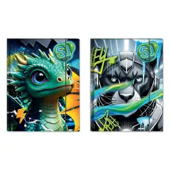 Sj Gang Animali Boy Cartellina con Elastico 25x34x1 cm