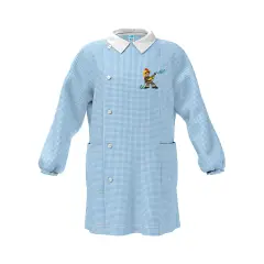 Grembiule Bambino Asilo Pompiere Quadrettato Azzurro 3 Anni