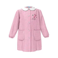Grembiule Bambina Asilo Cavallo Marino Quadrettato Rosa 5 Anni