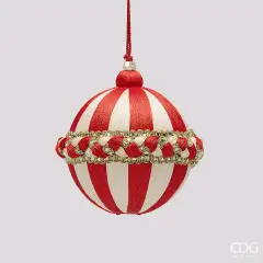 Sfera Natalizia Treccia EDG Rossa e Bianca Ø 10 cm