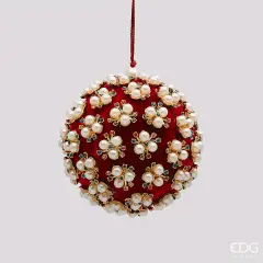 EDG Palla Elizabeth Velluto Rosso e Perle D10 cm