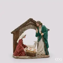 EDG Natività con Capanna e Agnello H30 cm Verde Rosso