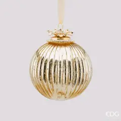 EDG Palla Vetro Gioiello Righe Oro D10 cm Natale