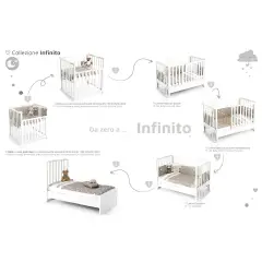 Letto Infinito Evolutivo 6in1 Bianco con Tessile Tortora